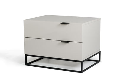Light Grey w/ Metal Base Nightstand