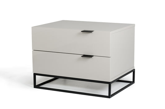 Light Grey w/ Metal Base Nightstand