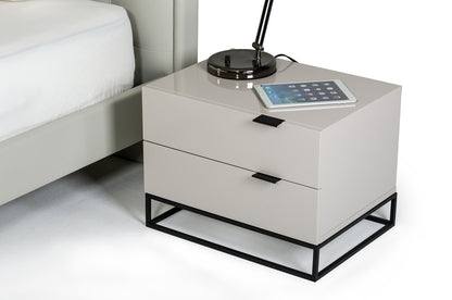 Light Grey w/ Metal Base Nightstand
