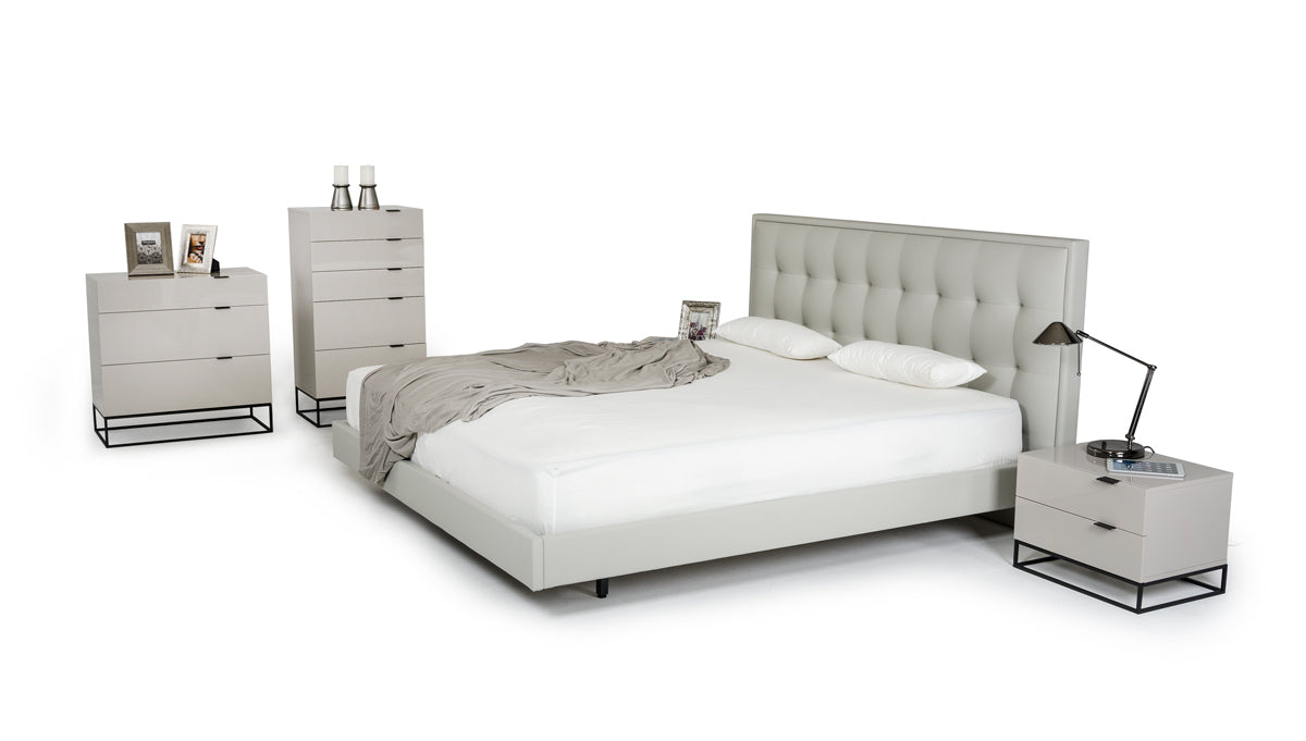 Light Grey w/ Metal Base Nightstand