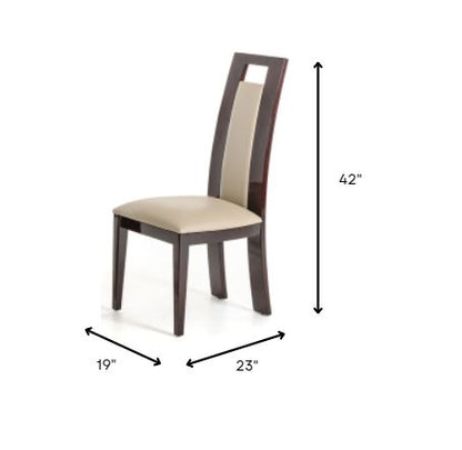Taupe & Brown Faux Leather Dining Chair - Set of 2