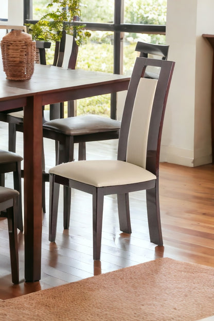 Taupe & Brown Faux Leather Dining Chair - Set of 2