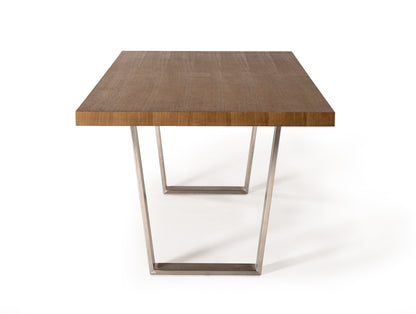 Walnut Wood And Stainless Steel Dining Table