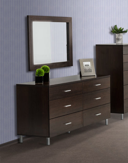 Ebony Square Wood Framed Dresser Mirror