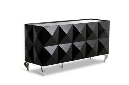 Black Lacquer Steel Sideboard w/ 3 Doors