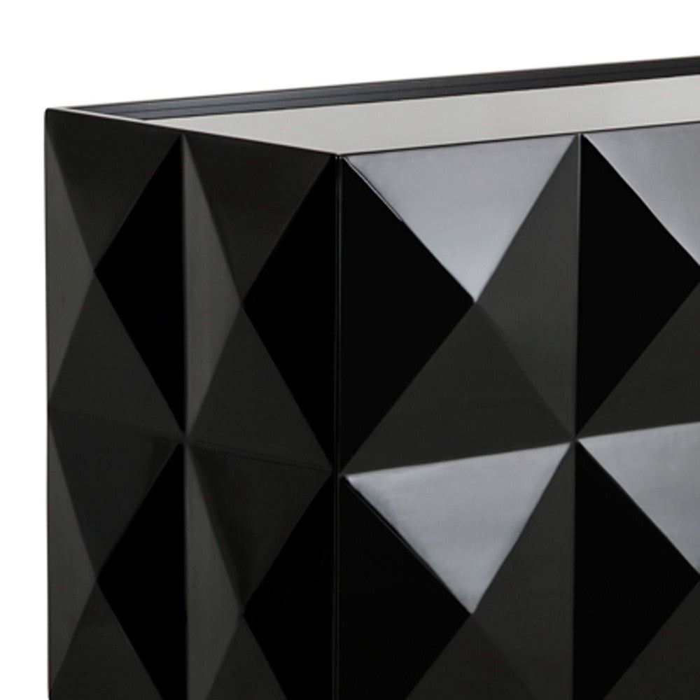 Black Lacquer Steel Sideboard w/ 3 Doors