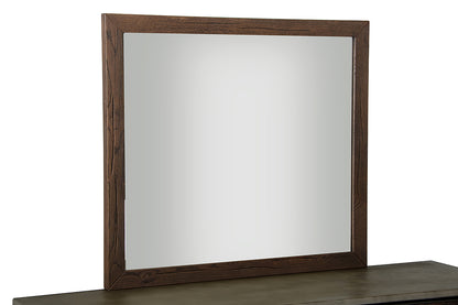 Dark Aged Oak Wood And Glass Mirror