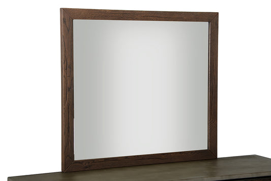 Dark Aged Oak Wood And Glass Mirror