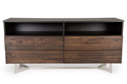 Brown Solid Wood 3-Drawer Gentlemans Chest