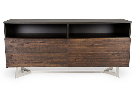 Brown Solid Wood 3-Drawer Gentlemans Chest