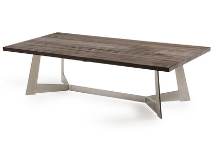 Dark Aged Oak Wood Veneer & Steel Coffee Table