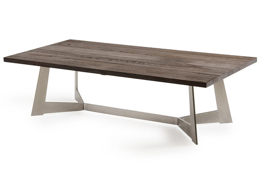 Dark Aged Oak Wood Veneer & Steel Coffee Table