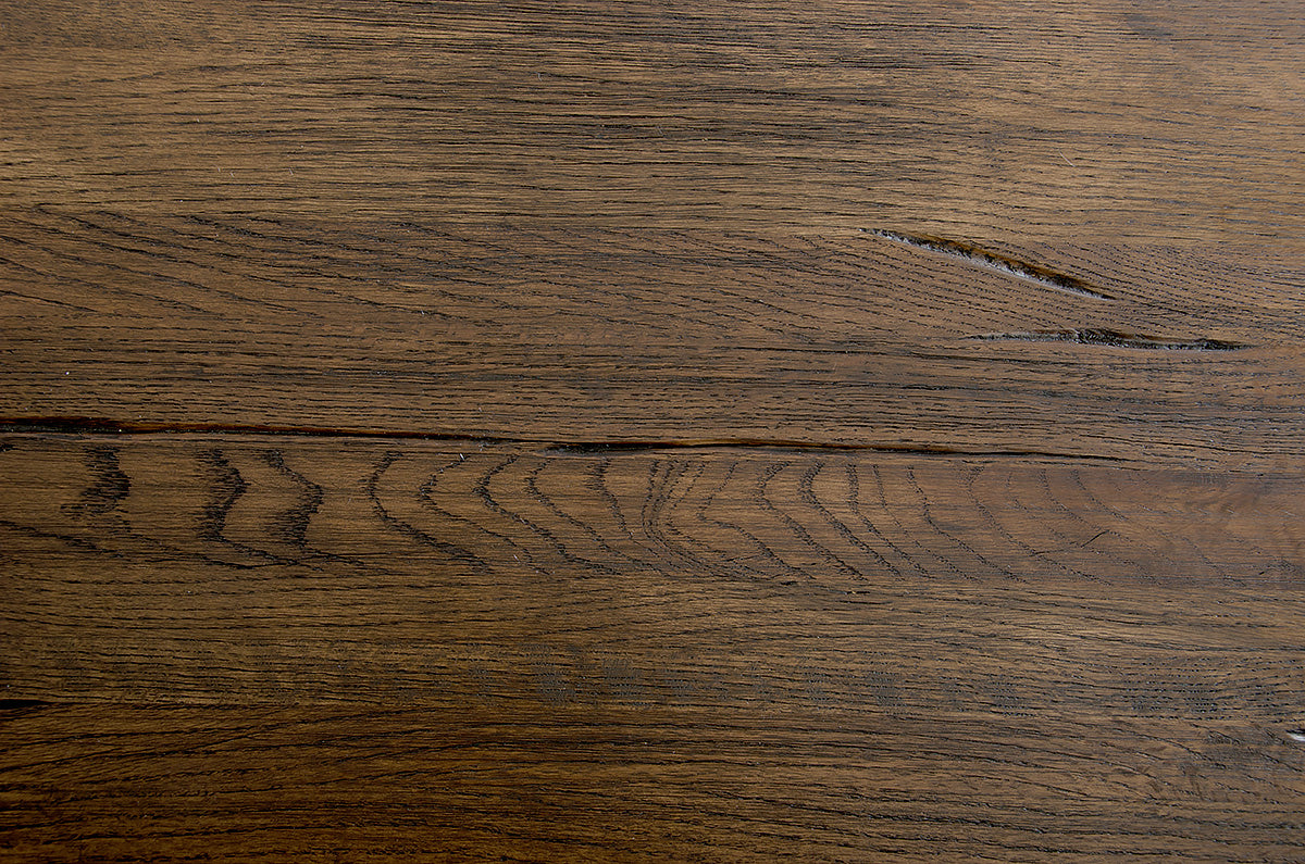 Dark Aged Oak Wood Veneer & Steel Coffee Table