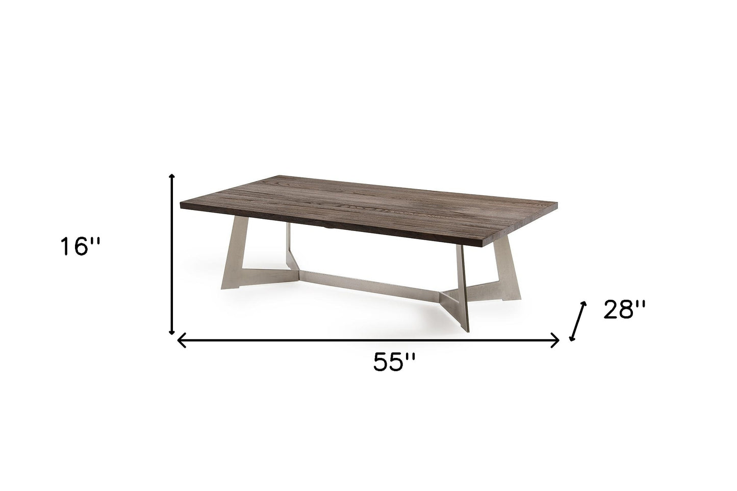 Dark Aged Oak Wood Veneer & Steel Coffee Table