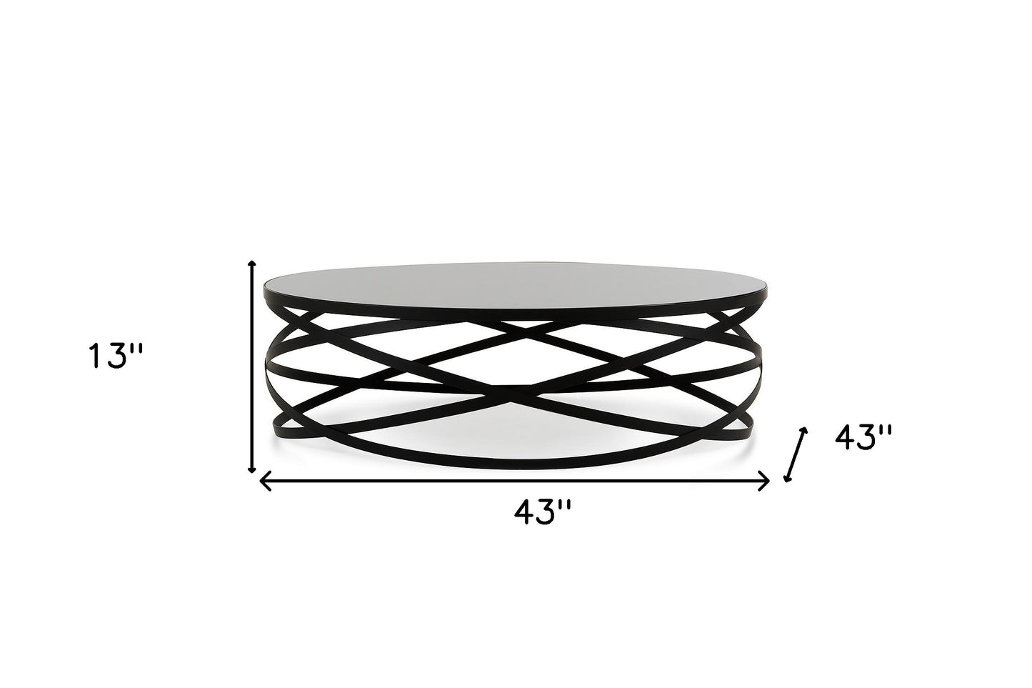 Black Metal & Glass Coffee Table