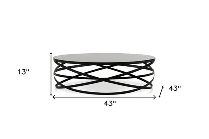 Black Metal & Glass Coffee Table