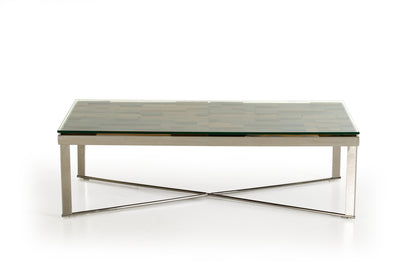 Mosaic Wood Glass & Steel Coffee Table