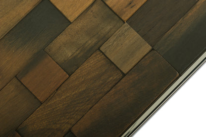 Mosaic Wood Glass & Steel Coffee Table
