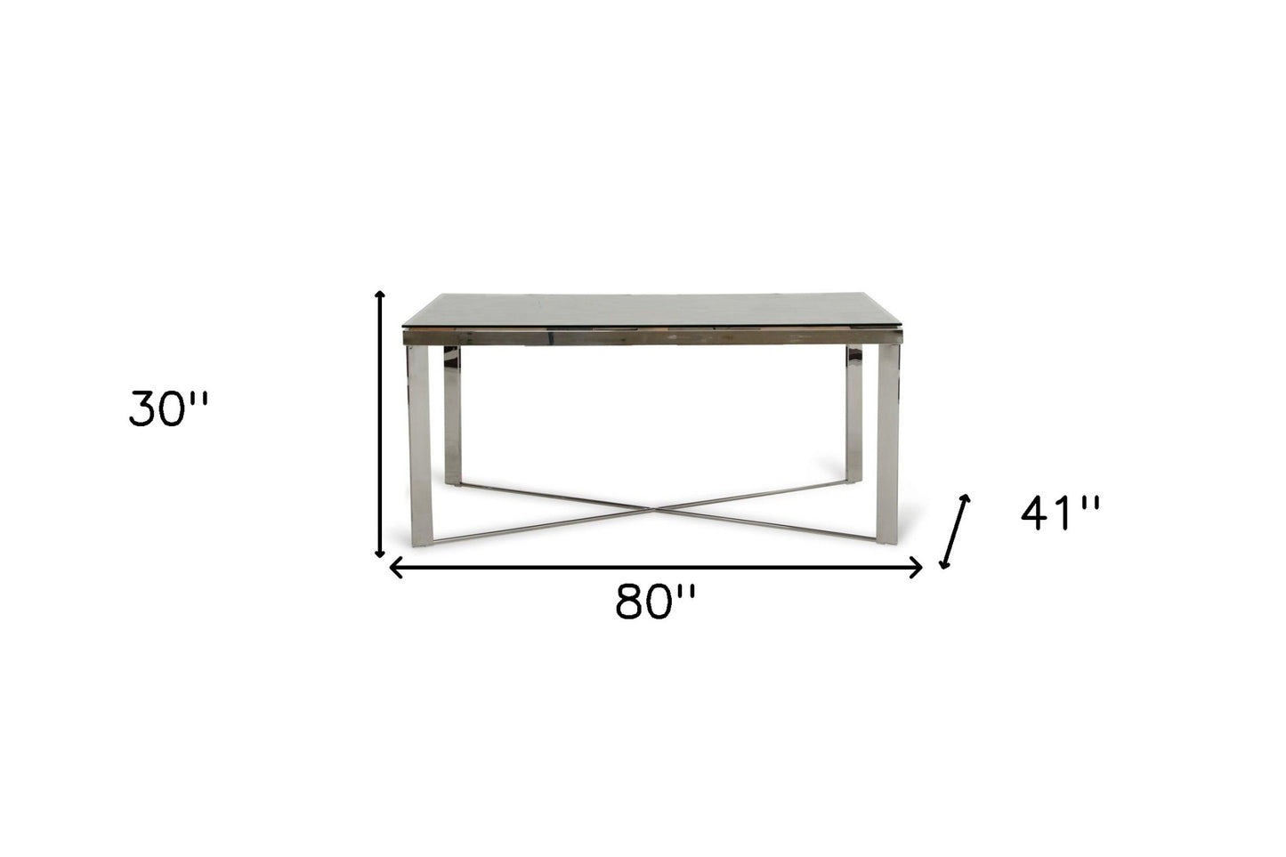 Clear And Silver Solid Wood And Stainless Steel Trestle Base Dining Table