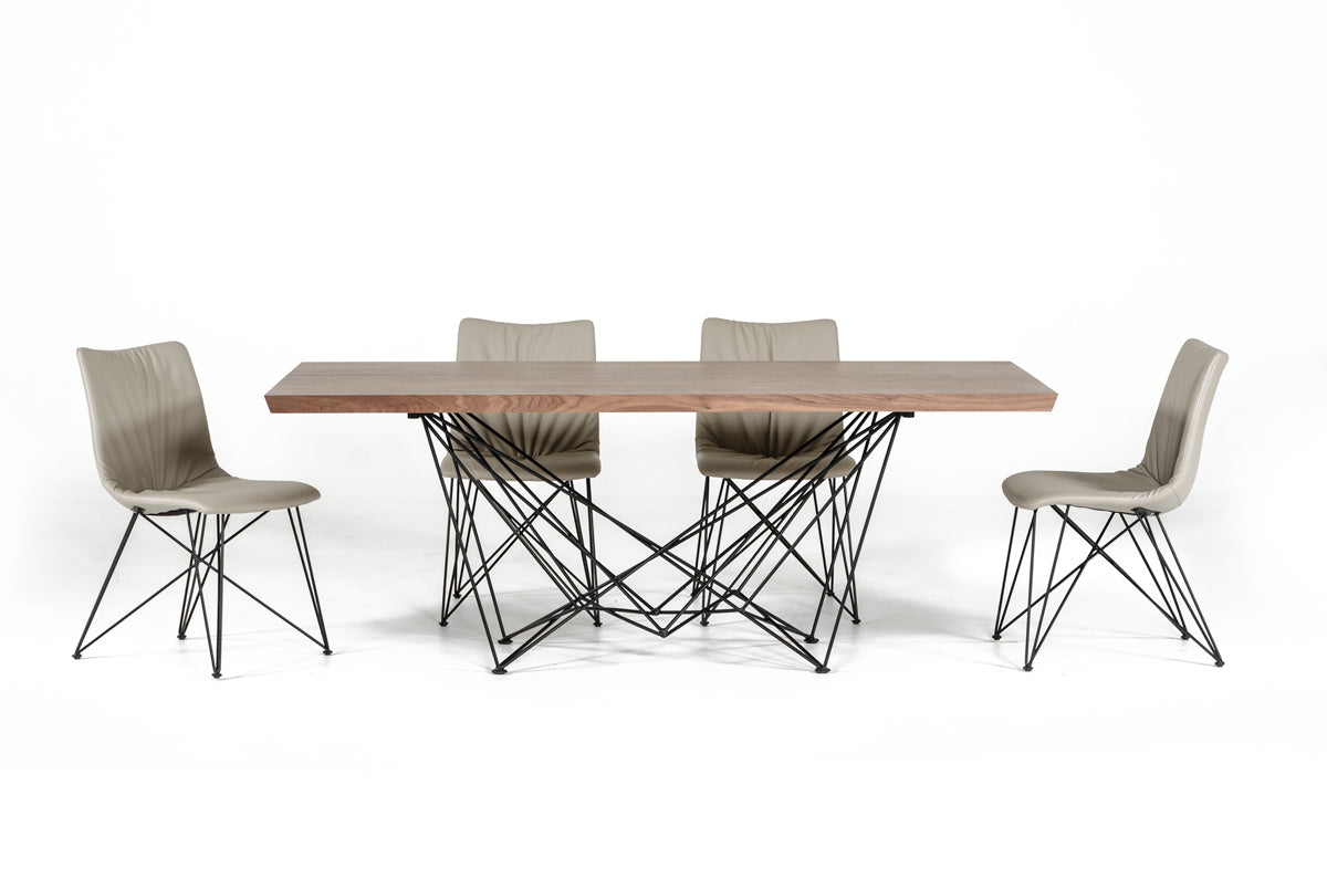 Walnut Veneer And Metal Dining Table