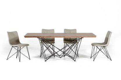 Walnut Veneer And Metal Dining Table
