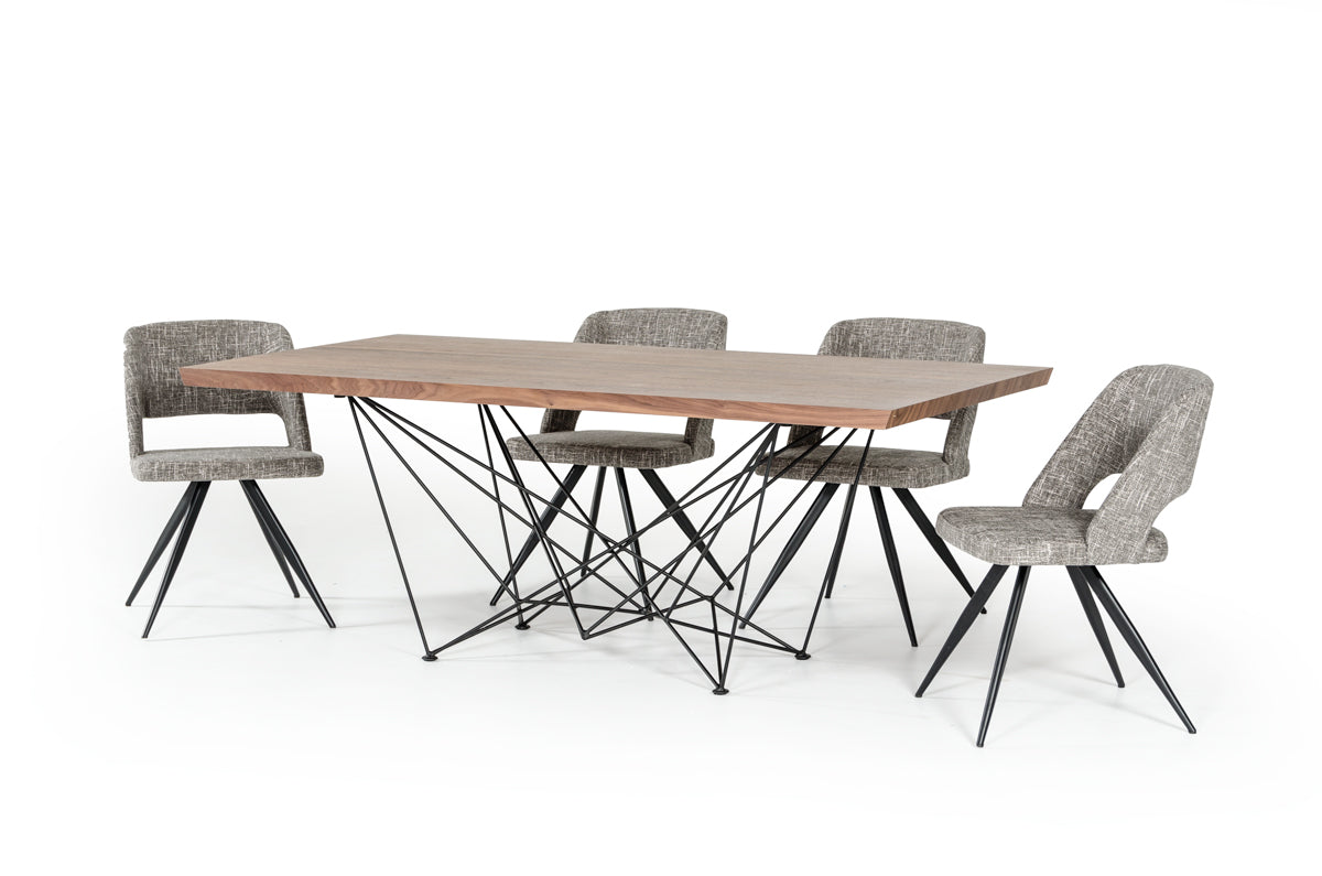 Walnut Veneer And Metal Dining Table