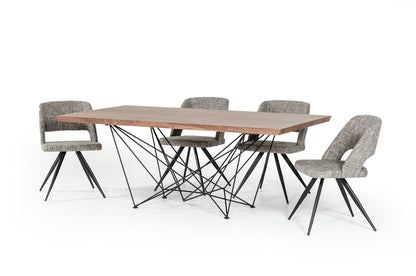 Walnut Veneer And Metal Dining Table