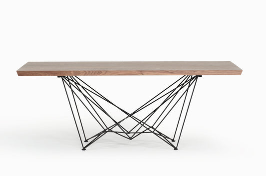 Walnut Veneer And Metal Dining Table
