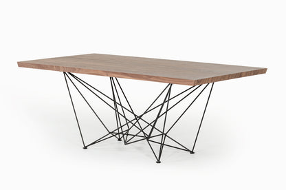 Walnut Veneer And Metal Dining Table