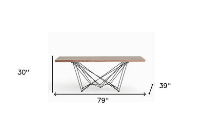 Walnut Veneer And Metal Dining Table