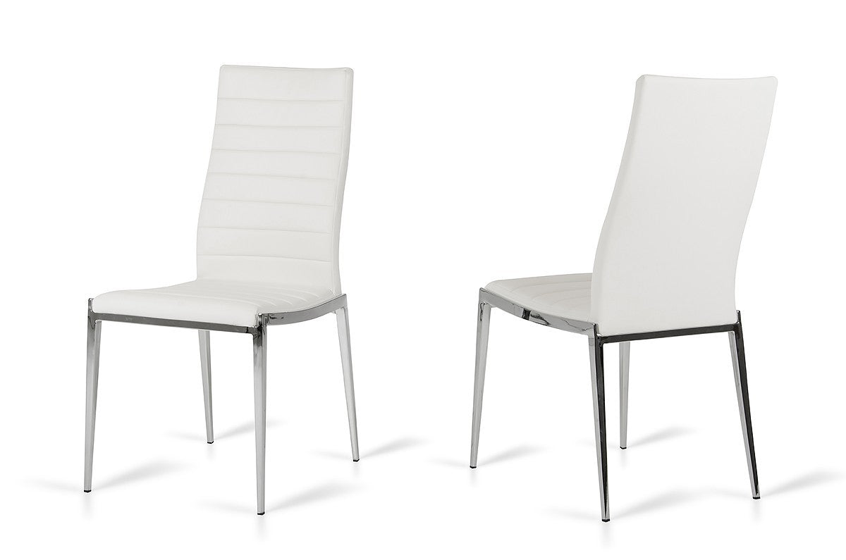 White & Silver Faux Leather Dining Chair - Set of 2
