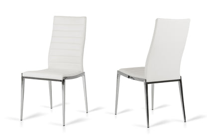 White & Silver Faux Leather Dining Chair - Set of 2