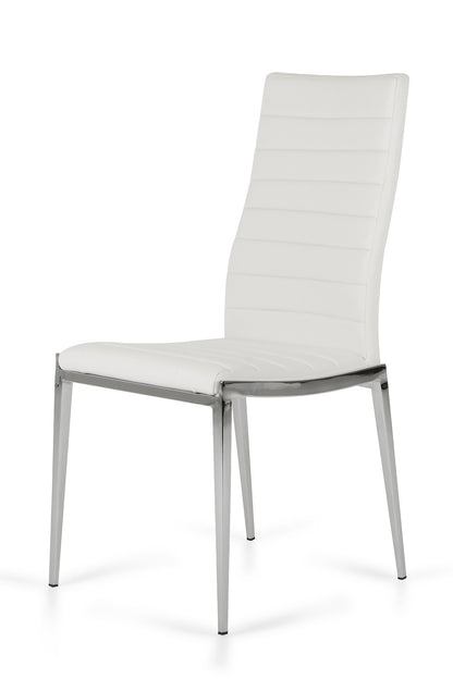White & Silver Faux Leather Dining Chair - Set of 2