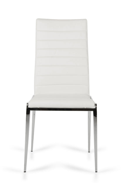 White & Silver Faux Leather Dining Chair - Set of 2