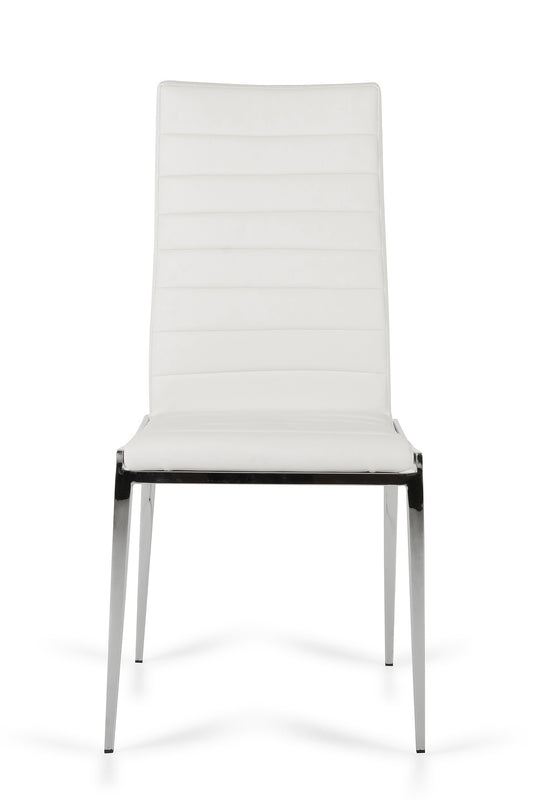 White & Silver Faux Leather Dining Chair - Set of 2