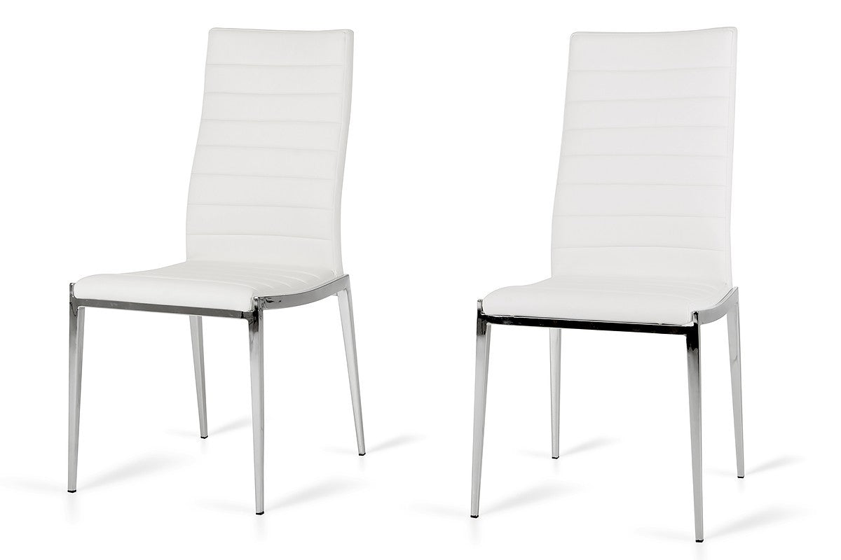 White & Silver Faux Leather Dining Chair - Set of 2