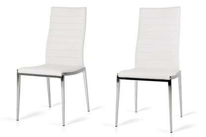 White & Silver Faux Leather Dining Chair - Set of 2