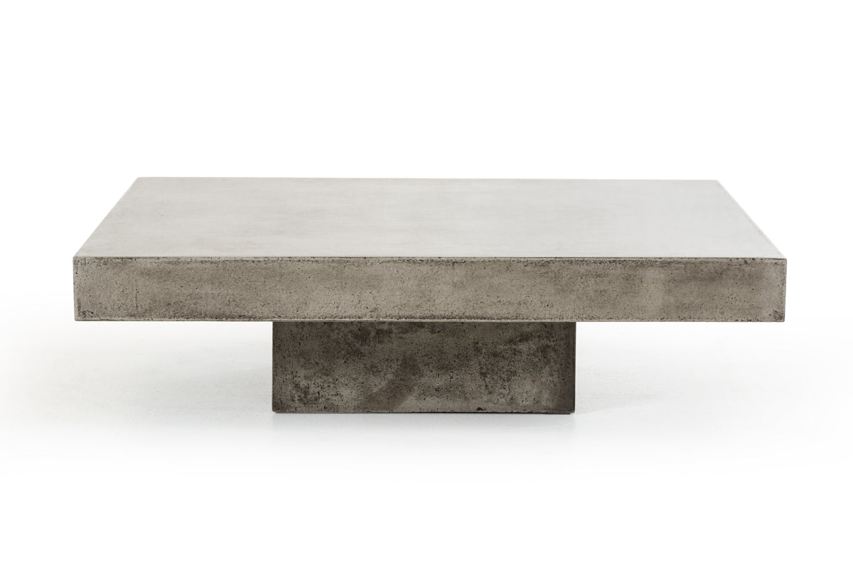 Gray & Dark Gray Concrete Square Block Coffee Table image 2