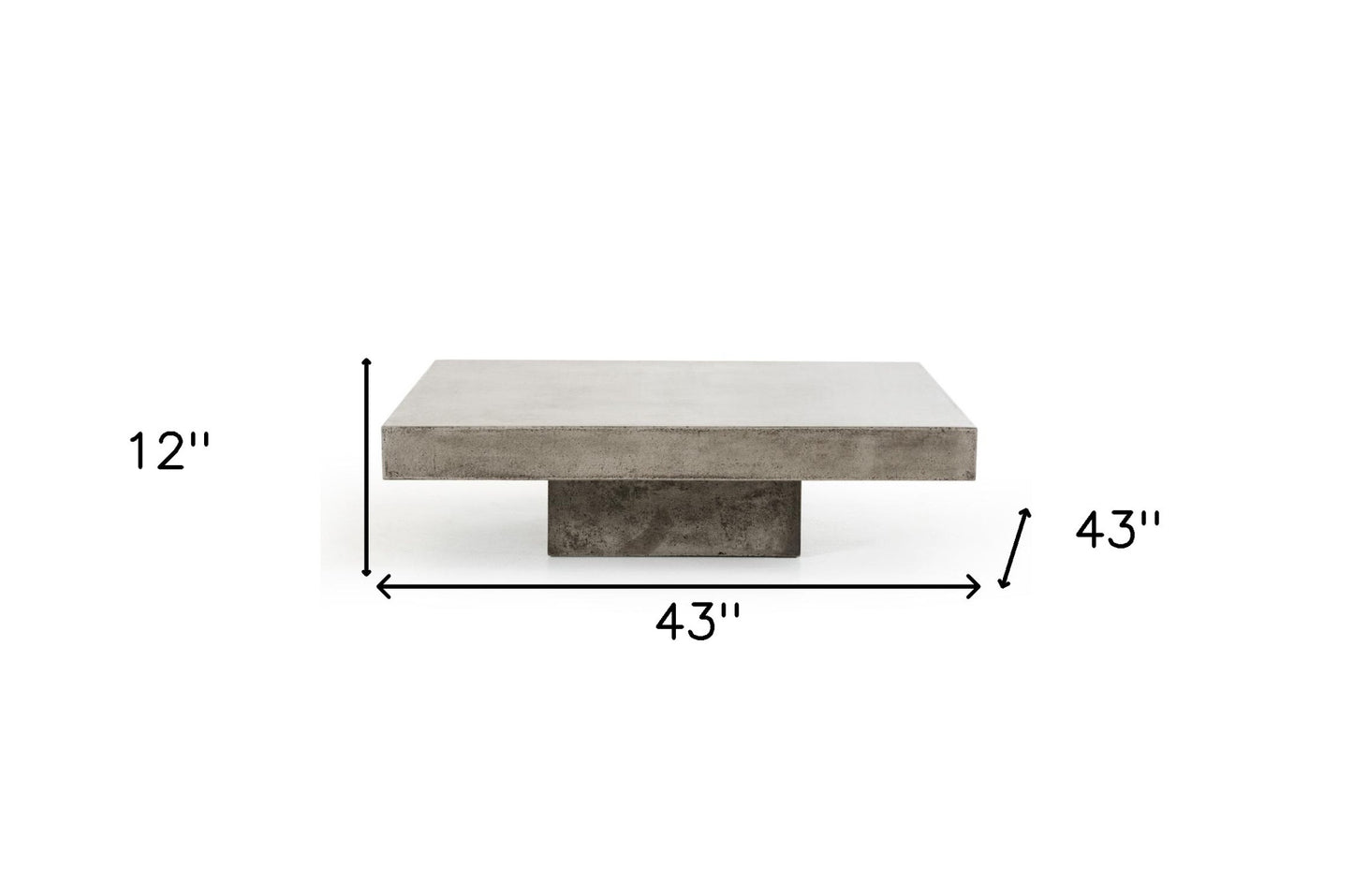 Gray Concrete Modern Square Coffee Table