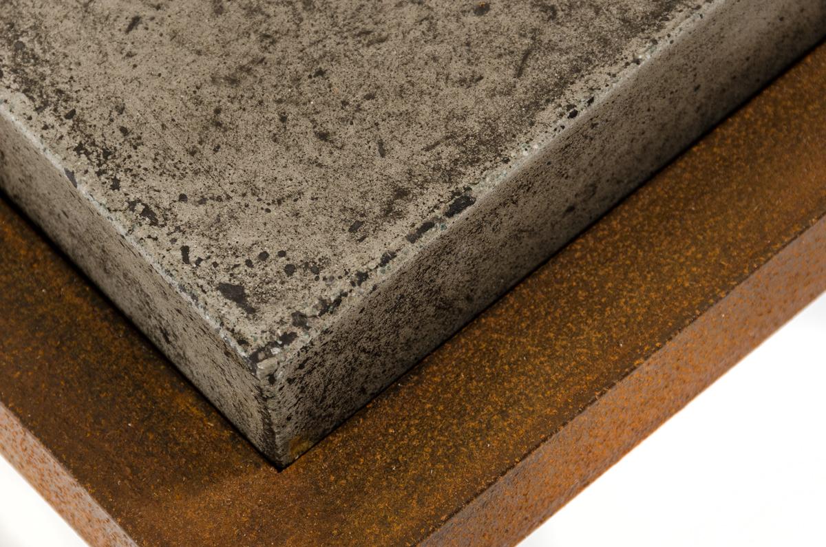 Dark Gray & Rust Concrete & Iron Square Abstract Coffee Table image 4