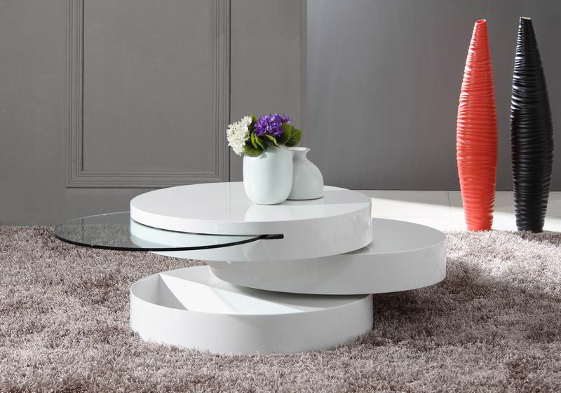 Mdf & Glass Swivel Coffee Table