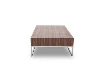 Walnut Veneer Steel & Glass Coffee Table