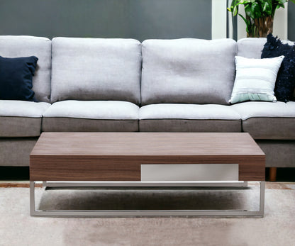 Walnut Veneer Steel & Glass Coffee Table