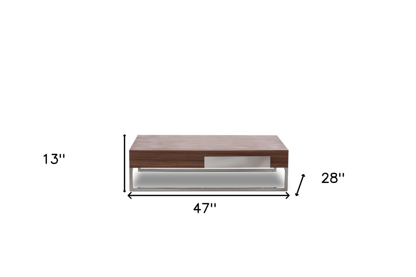 Walnut Veneer Steel & Glass Coffee Table