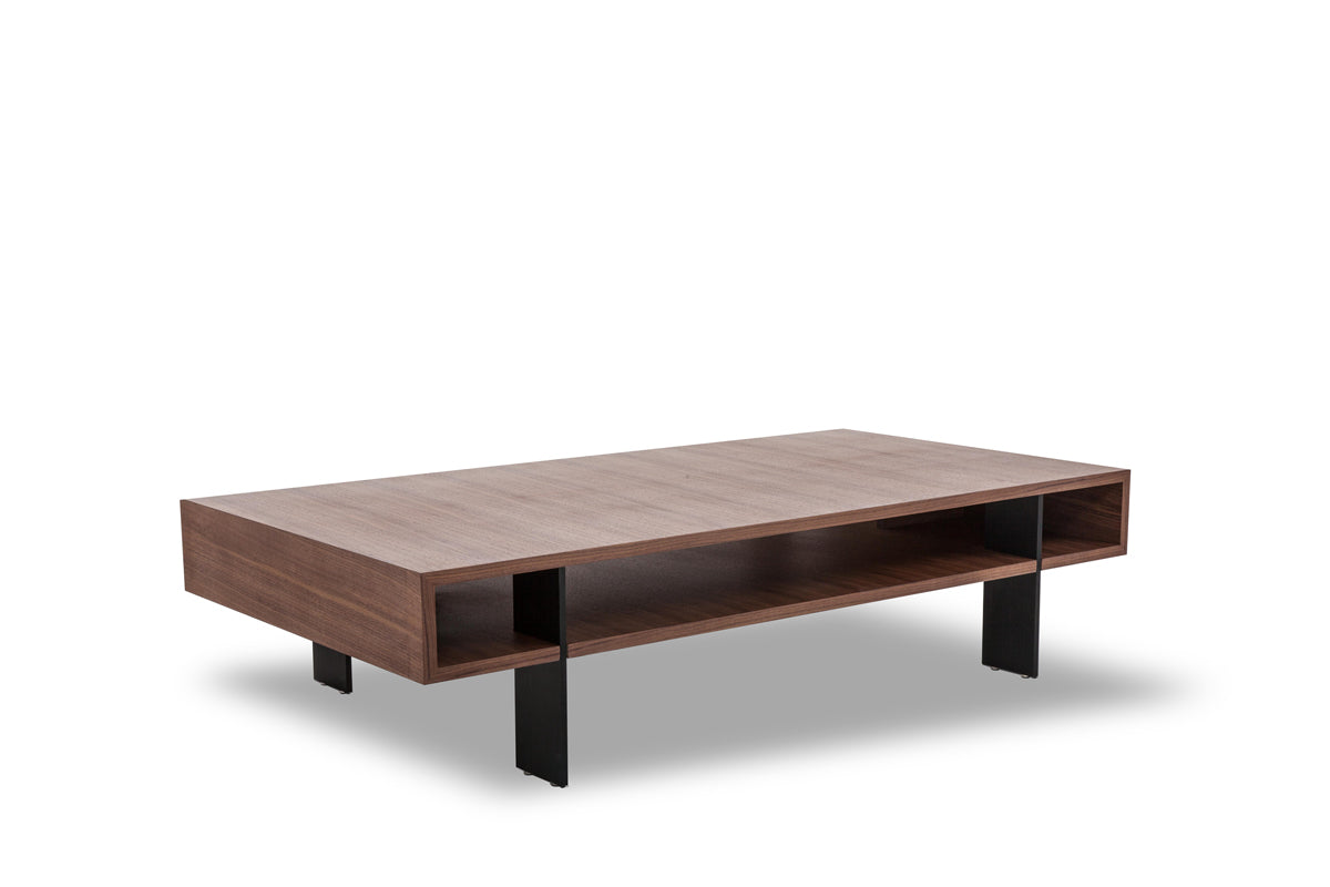 Walnut Veneer & Aluminum Coffee Table