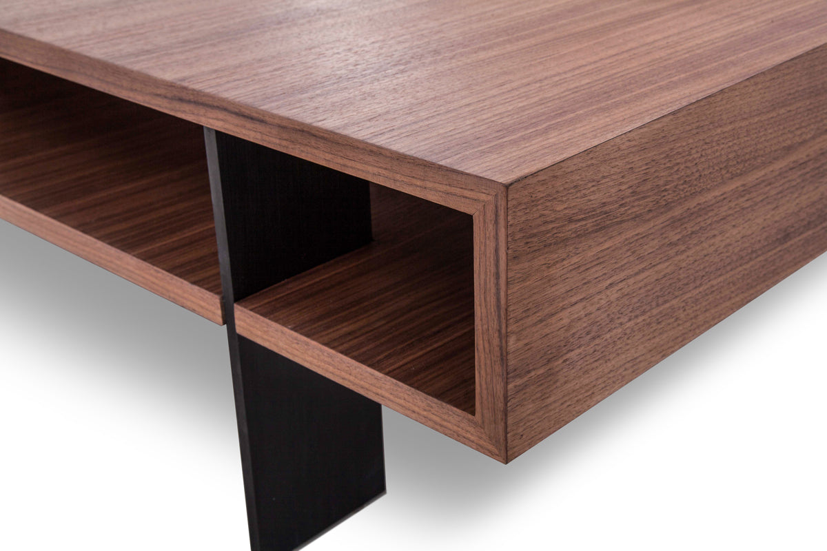Walnut Veneer & Aluminum Coffee Table