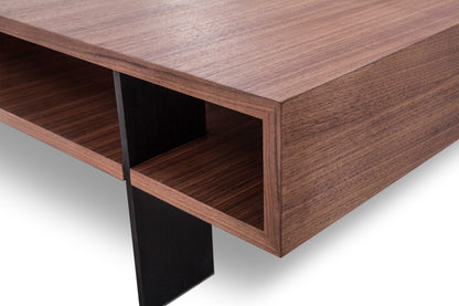 Walnut Veneer & Aluminum Coffee Table