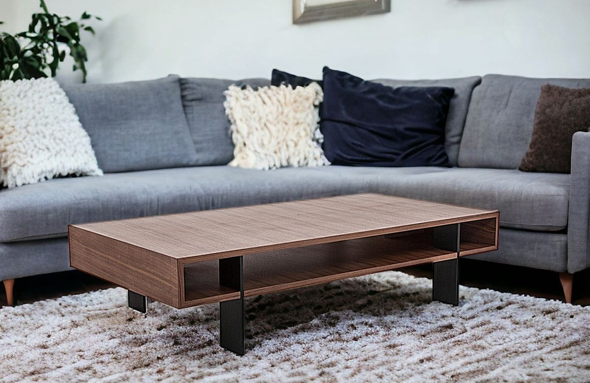 Walnut Veneer & Aluminum Coffee Table