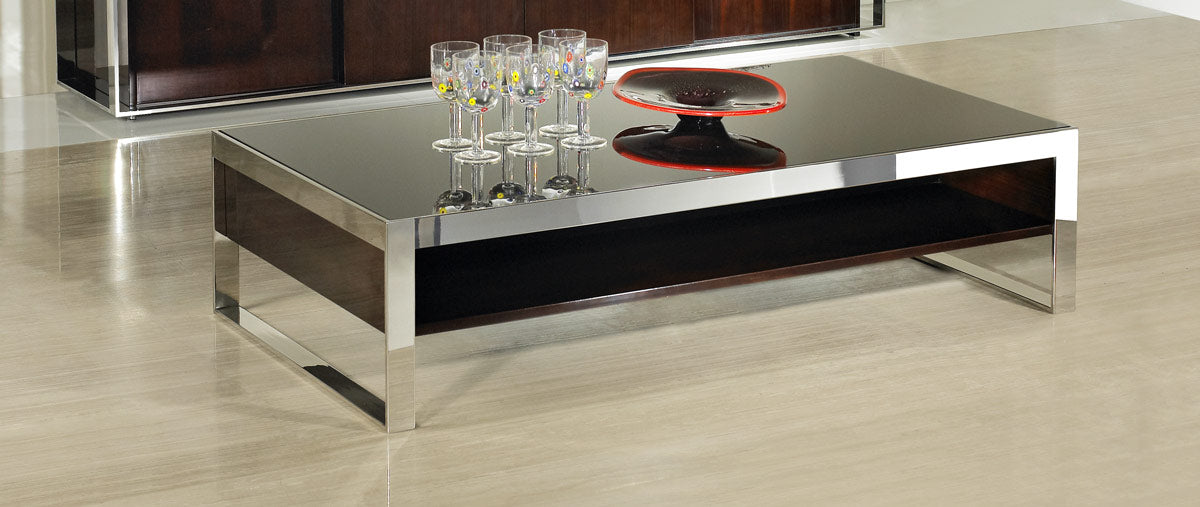 Ebony Lacquer Mdf & Steel Coffee Table