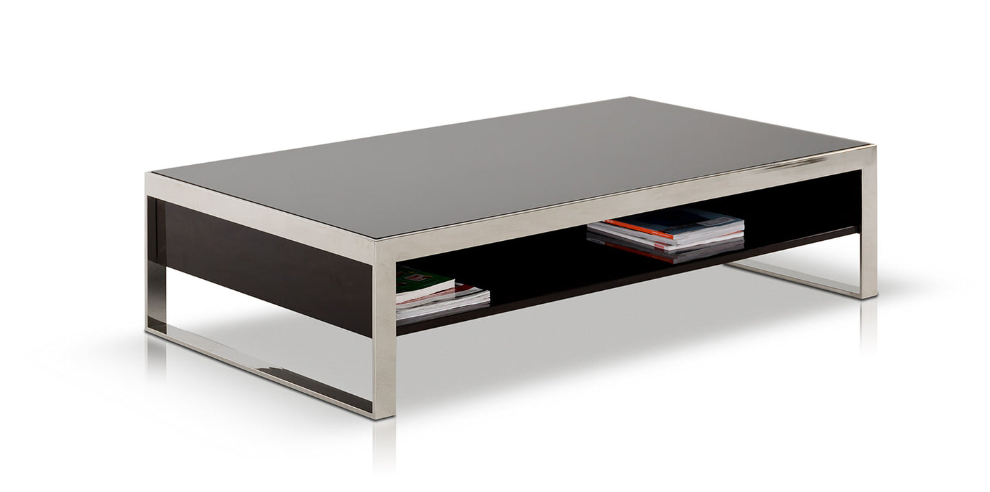 Ebony Lacquer Mdf & Steel Coffee Table
